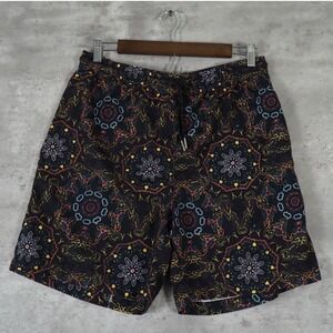 Consequence Mandala Print Shorts Small Black Geometric Mandala Pattern Mens